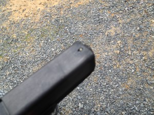 The barricade claimed a fellow student's front sight..