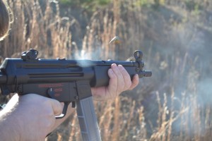 The H&K MP5 chambered in .40 S&W is accurate, controllable, has almost no recoil, and would be superb for home defense.