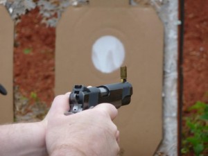 Balancing a case on the front sight magnifies any instability you introduce through an improper trigger pull.